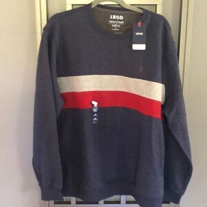 NWT Izod Advantage performance stretch sweatshirt navy red L